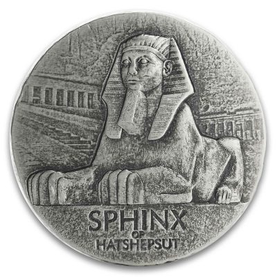 2019 (New) Sphinx of Hatshepsut Antique Proof Chad Africa 5 oz Silver Coin