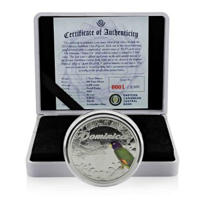 2019 (New) Color Proof Dominica The Nature Isle 1 oz  .999 Silver Coin