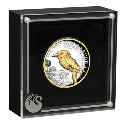 2022 (New) Australian Kookaburra Silver 2 oz Gilded High Relief Proof Coin