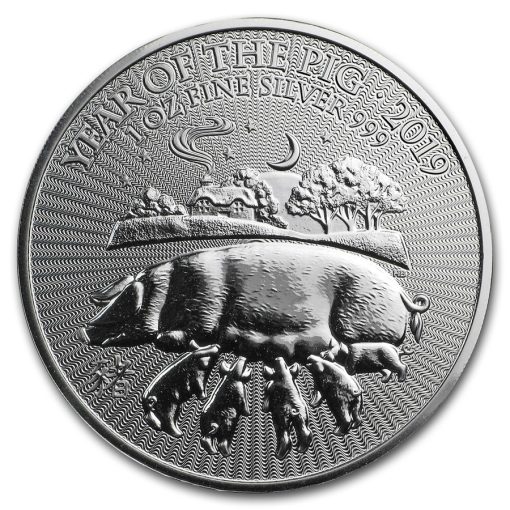 2019年 (新品) イギリス「干支 十二支・亥年 豬年」純銀 1オンス 銀貨
