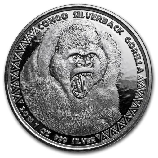 2019年 (新品) コンゴ「シルバーバック ゴリラ」純銀 1オンス 銀貨