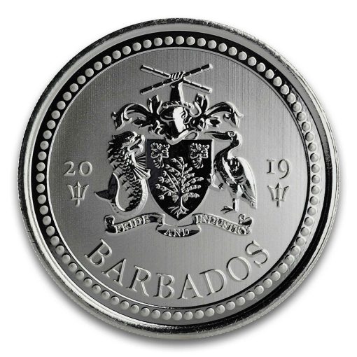 2019年 (新品) バルバドス「三つ叉のほこ・トライデント」純銀 1オンス 銀貨 - 画像 (2)