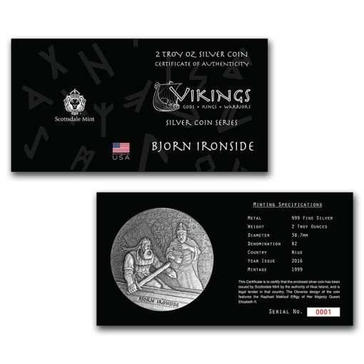 2016 (New) Viking Series [ Björn Ironside ] 2 oz Silver 62.2g Coin - Image 3