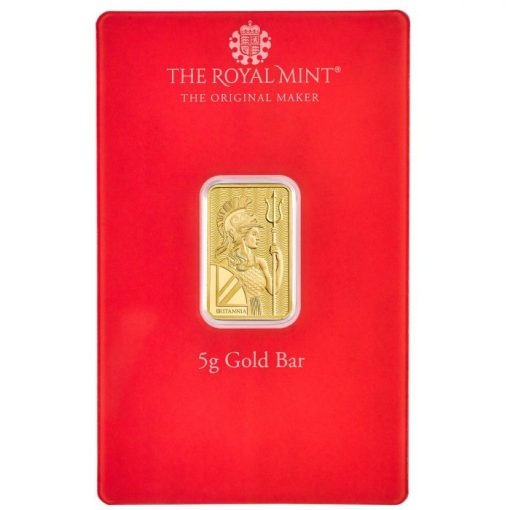 (New) The Royal Mint Britannia Henna Gold 5 Gram Bar