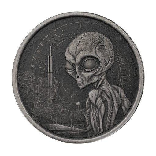 2021年 (新品) ガーナ「宇宙人・エイリアン」純銀 1/2 オンス 銀貨セット - 画像 (6)