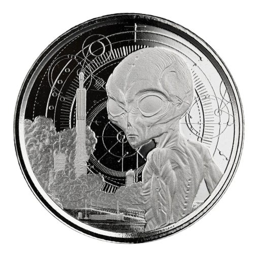 2021年 (新品) ガーナ「宇宙人・エイリアン」純銀 1/2 オンス 銀貨セット - 画像 (4)