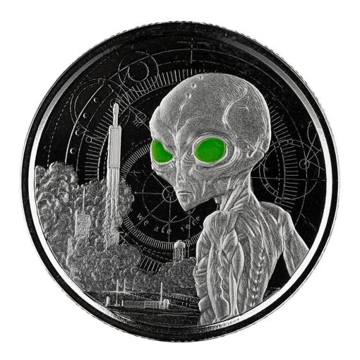 2021年 (新品) ガーナ「宇宙人・エイリアン」純銀 1/2 オンス 銀貨セット - 画像 (8)