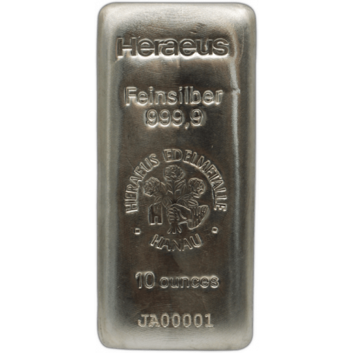 (New) Heraeus Silver 10 oz Bar