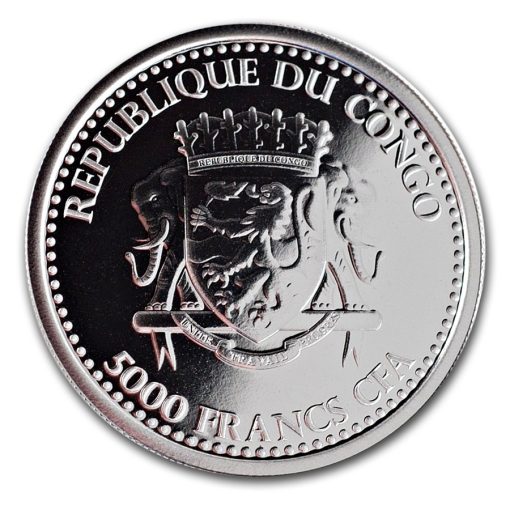 2016年 (新品) コンゴ「シルバーバック ゴリラ」純銀 1オンス カラープルーフ 銀貨 - 画像 (3)