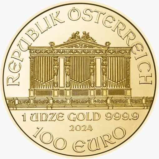 【3日以内に発送】2024年 (新品) オーストリア「ウィーン フィルハーモニー」純金 1オンス 金貨 - 画像 (2)