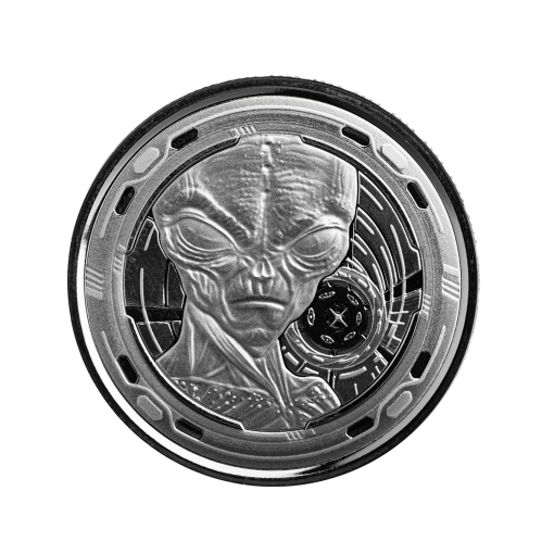 2022年 (新品) ガーナ「宇宙人・エイリアン」純銀 1/2オンス 銀貨セット - 画像 (3)