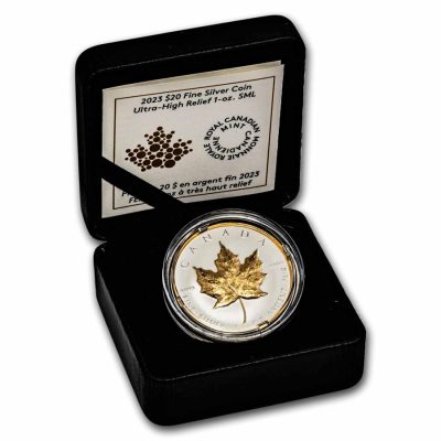 2023 (New) Canadian Maple Ultra High Relief Silver 1 oz Reverse Proof Coin