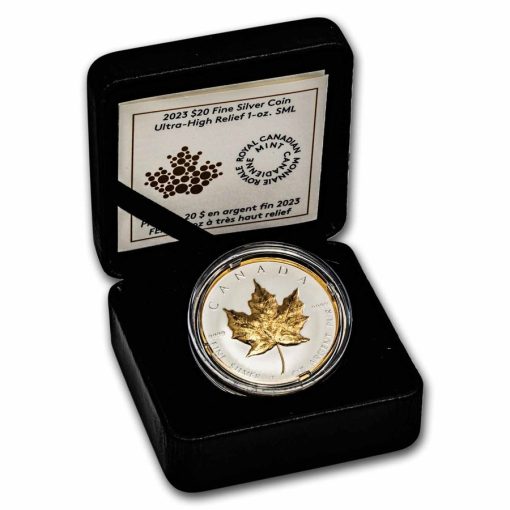 2023 (New) Canadian Maple Ultra High Relief Silver 1 oz Reverse Proof Coin