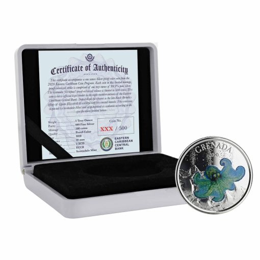 2020 (New) Grenada Octopus Silver 1 oz Color Proof Coin