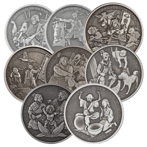 (New) Samoa「MOMOTARO」Silver 1 oz Antique Coin【8 Coin Set】