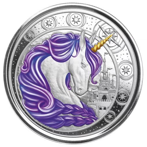 2023 (New) Ghana Unicorn "Aurora" Silver 1 oz Color Coin