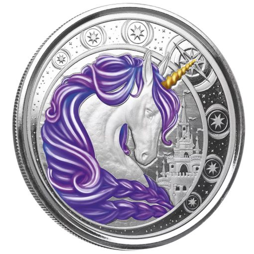2023 (New) Ghana Unicorn "Aurora" Silver 1 oz Color Coin - Image 3