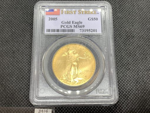 2005年 (新品) アメリカ「イーグル」純金 1オンス 金貨 PCGS MS69 (ファーストストライク) #8414