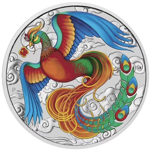 2022年 (新品) オーストラリア「フィニックス・不死鳥」純銀 1オンス ヴィヴィッド カラー 銀貨