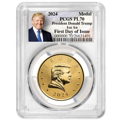 【3 Day Ship】2024 (New) USA Donald J Trump Presidential Medal Gold 1 oz PCGS PL70 Round (Trump Label)