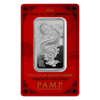 2024 (New) Pamp Swiss Legend of the Azure Lunar Dragon Silver 1 oz Bar