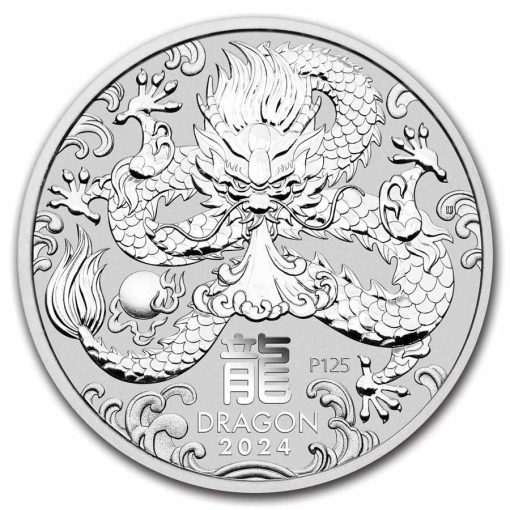 2024年 (新品) オーストラリア「干支 十二支・辰年 龍年」純銀 1オンス 銀貨 PCGS MS70 (ファーストストライク、国旗ラベル) - 画像 (2)