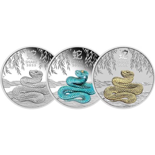 2025 (New) Australian Year of the Snake Lunar Silver 1 oz Coin Trio Set - Image 2