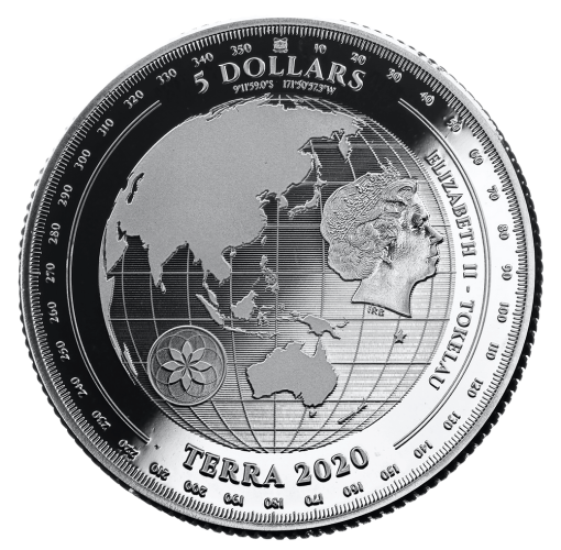 2020年 (新品) トケラウ「地球・テラ」純銀 1オンス 銀貨 - 画像 (2)