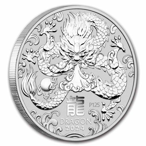 2024年 (新品) オーストラリア「干支 十二支・辰年 龍年」純銀 1オンス 銀貨 PCGS MS70 (ファーストストライク、国旗ラベル) - 画像 (4)