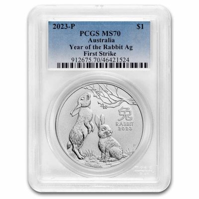 2023 (New) Australian Year of the Rabbit Lunar Silver 1 oz Coin PCGS MS70 (FirstStrike)