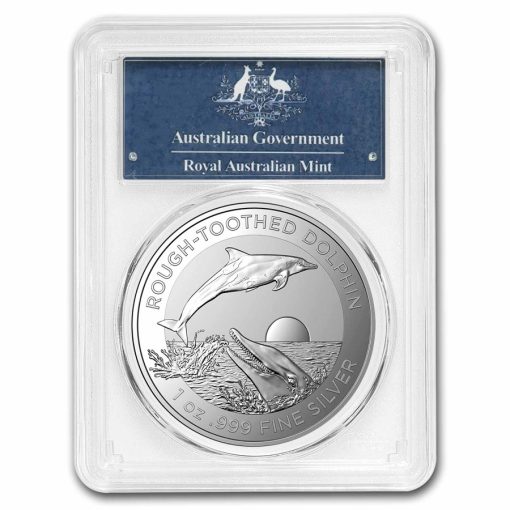 2023年 (新品) オーストラリア「シワハイルカ・ドルフィン」純銀 1オンス 銀貨 PCGS MS70 (発行初日)