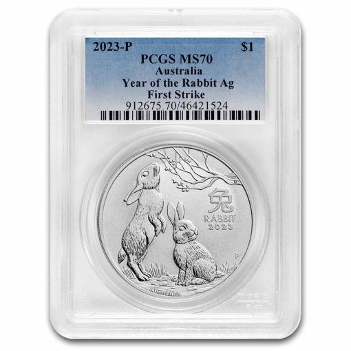 2023 (New) Australian Year of the Rabbit Lunar Silver 1 oz Coin PCGS MS70 (FirstStrike)