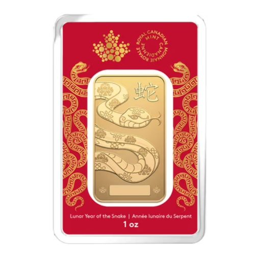 【3 Day Ship】2025 (New) Royal Canadian Mint Lunar Year of the Snake Gold 1 oz Bar