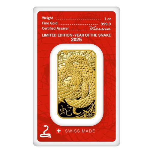 2025 (New) Argor Heraeus Lunar Year of the Snake Gold 1 oz Bar