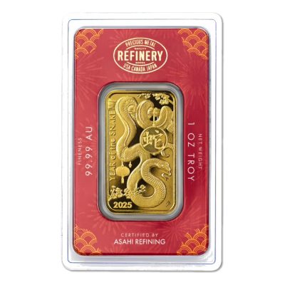 2025 (New) Asahi Lunar Year of the Snake Gold 1 oz Bar