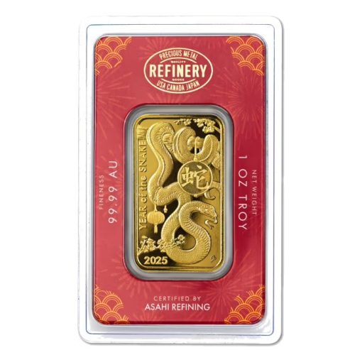 2025年 (新品) アメリカ「アサヒ 干支 十 二支・巳年 蛇年」純金 1オンス バー