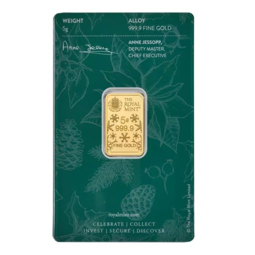 (新品) イギリス ロイヤルミント「クリスマス」純金 5グラム バー - 画像 (2)