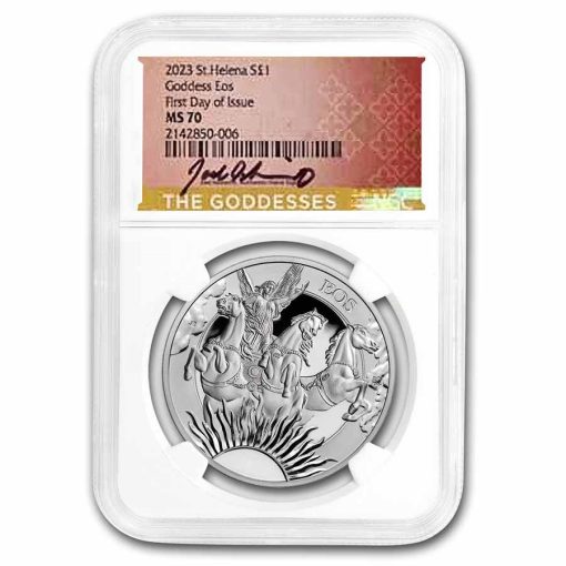 2023年 (新品) セントヘレナ「女神イオスと馬」純銀 1オンス 銀貨 NGC MS70 (発行初日)