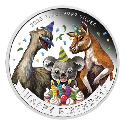 2025年 (新品) オーストラリア「誕生日のお祝い」純銀 1/2オンス カラープルーフ 銀貨 - 画像 (2)