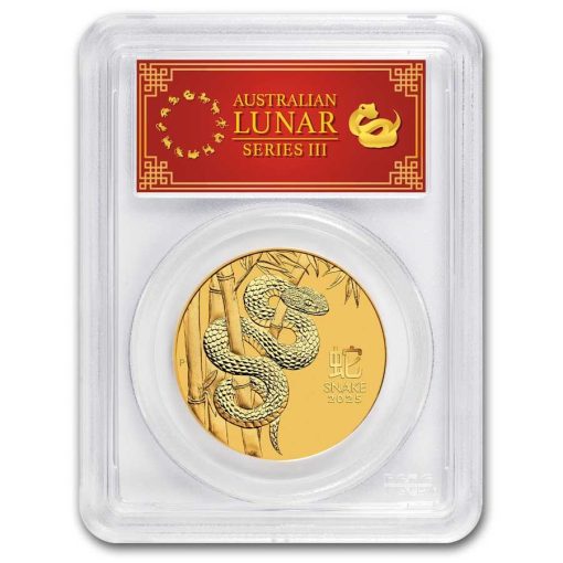 2025 (New) Australian Year of the Snake Lunar Gold 1 oz Coin PCGS MS70 (FirstStrike, Red Label)