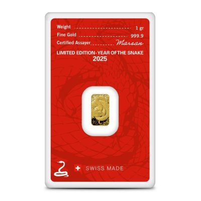 2025 (New) Argor Heraeus Lunar Year of the Snake Gold 1 gram Bar