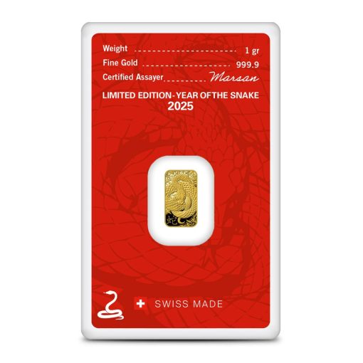 2025 (New) Argor Heraeus Lunar Year of the Snake Gold 1 gram Bar