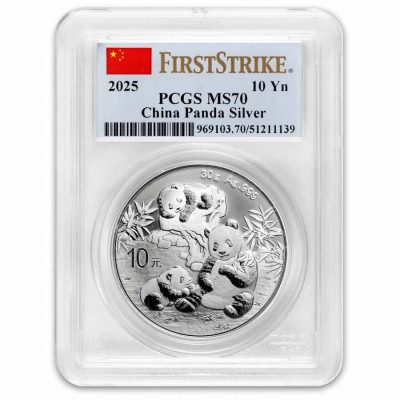 2025 (New) Chinese Panda Silver 30 gram Coin PCGS MS70 (FirstStrike, Flag Label)