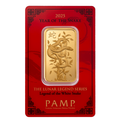 2025 (New) Pamp Swiss Legend of the White Snake Lunar Snake Gold 1 oz Bar