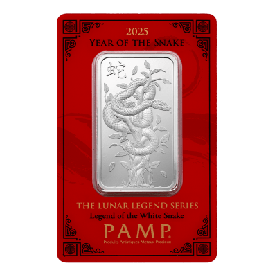 2025 (New) Pamp Swiss Legend of the White Snake Lunar Snake Silver 1 oz Bar