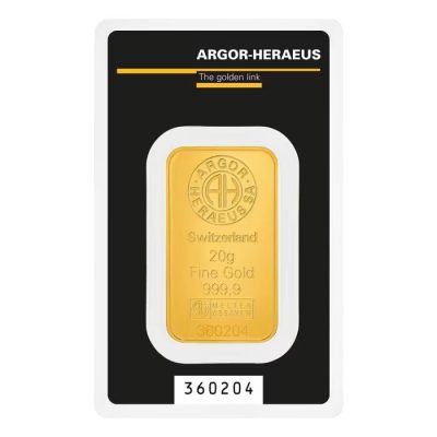 (New) Swiss Argor Heraeus Gold Minted 20 gram Bar