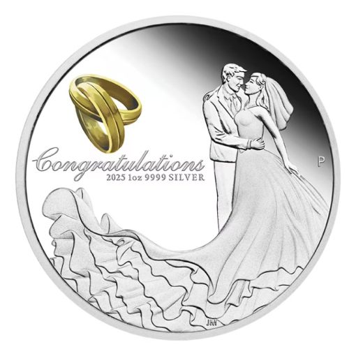 2025年 (新品) オーストラリア「結婚式お祝い」純銀 1オンス カラー プルーフ 銀貨 - 画像 (2)