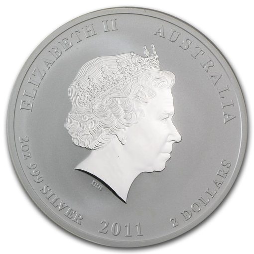2011年 (新品) オーストラリア「干支 十二支・卯年 兎年」純銀 2オンス 銀貨 - 画像 (2)