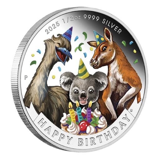 2025年 (新品) オーストラリア「誕生日のお祝い」純銀 1/2オンス カラープルーフ 銀貨 - 画像 (4)
