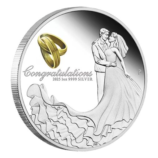 2025年 (新品) オーストラリア「結婚式お祝い」純銀 1オンス カラー プルーフ 銀貨 - 画像 (4)